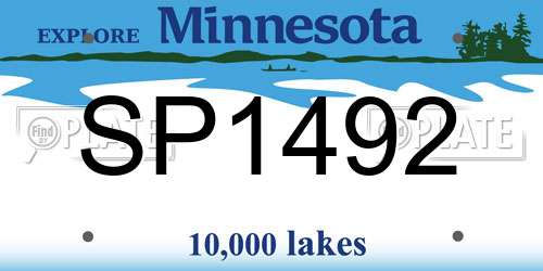 SP1492 Minnesota License Plate