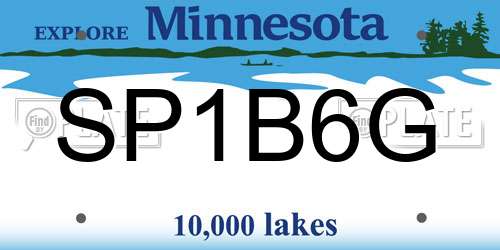 SP1B6G Minnesota License Plate