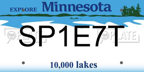 SP1E7T Minnesota License Plate