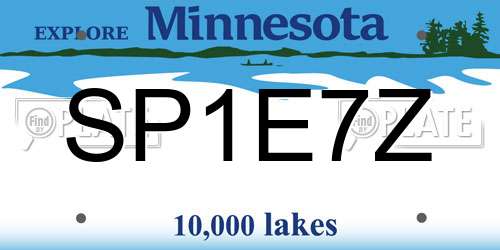 SP1E7Z Minnesota License Plate