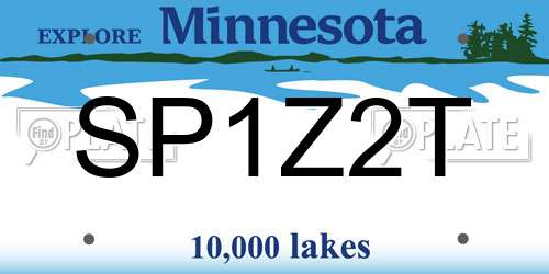 SP1Z2T Minnesota License Plate
