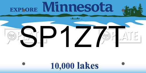 SP1Z7T Minnesota License Plate