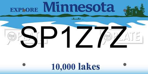 SP1Z7Z Minnesota License Plate