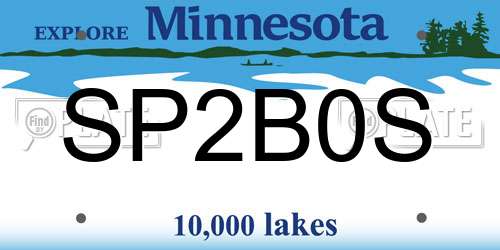 SP2B0S Minnesota License Plate