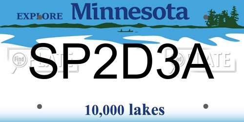 SP2D3A Minnesota License Plate