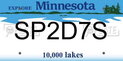 SP2D7S Minnesota License Plate