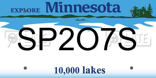SP2O7S Minnesota License Plate