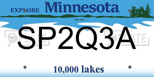 SP2Q3A Minnesota License Plate