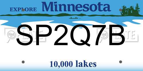 SP2Q7B Minnesota License Plate