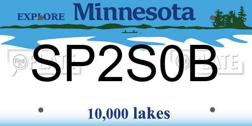 SP2S0B Minnesota License Plate