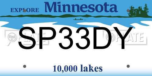 SP33DY Minnesota License Plate