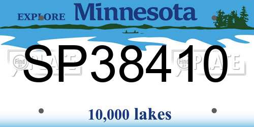 SP38410 Minnesota License Plate