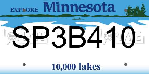 SP3B410 Minnesota License Plate