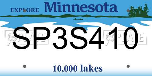 SP3S410 Minnesota License Plate