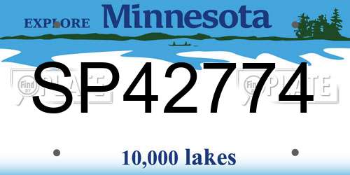 SP42774 Minnesota License Plate