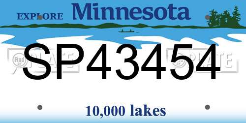 SP43454 Minnesota License Plate