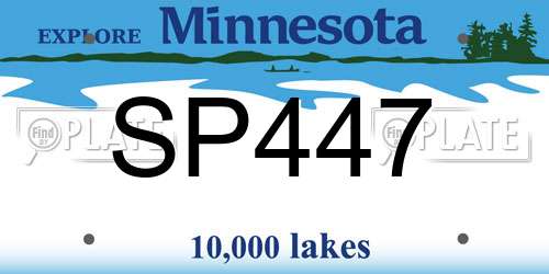 SP447 Minnesota License Plate