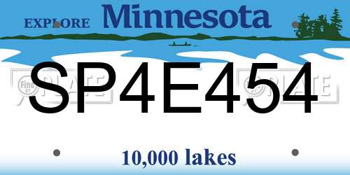 SP4E454 Minnesota License Plate