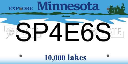 SP4E6S Minnesota License Plate