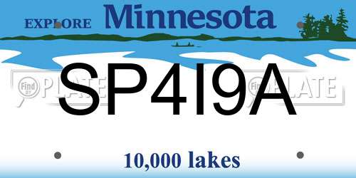 SP4I9A Minnesota License Plate
