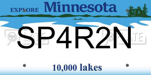 SP4R2N Minnesota License Plate