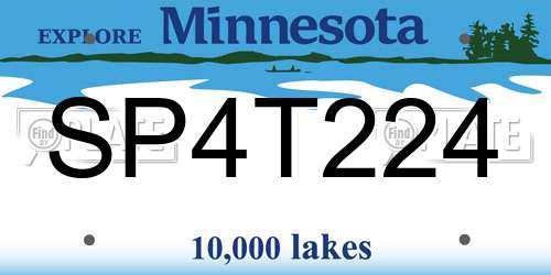 SP4T224 Minnesota License Plate