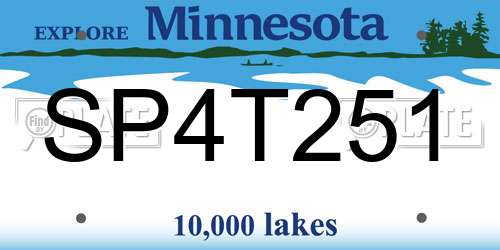 SP4T251 Minnesota License Plate