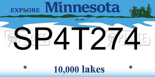 SP4T274 Minnesota License Plate