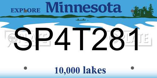 SP4T281 Minnesota License Plate