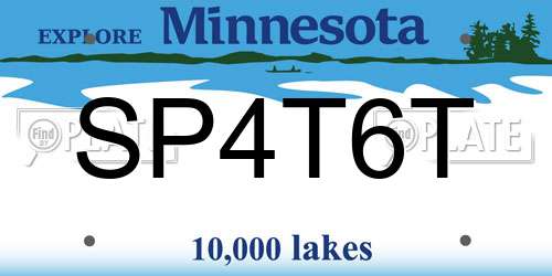 SP4T6T Minnesota License Plate