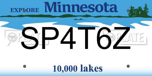 SP4T6Z Minnesota License Plate