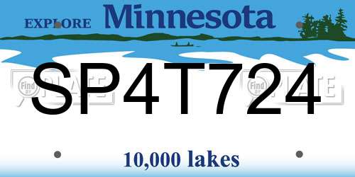 SP4T724 Minnesota License Plate