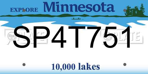 SP4T751 Minnesota License Plate