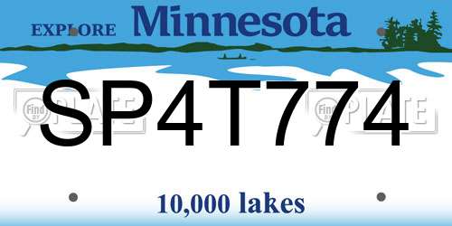 SP4T774 Minnesota License Plate