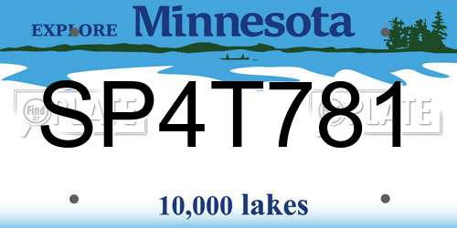 SP4T781 Minnesota License Plate