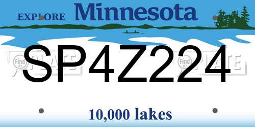 SP4Z224 Minnesota License Plate