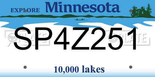 SP4Z251 Minnesota License Plate
