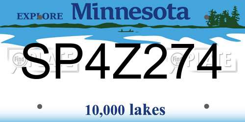 SP4Z274 Minnesota License Plate