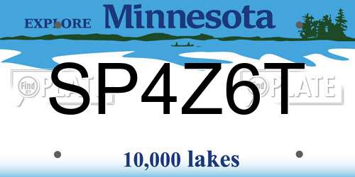SP4Z6T Minnesota License Plate