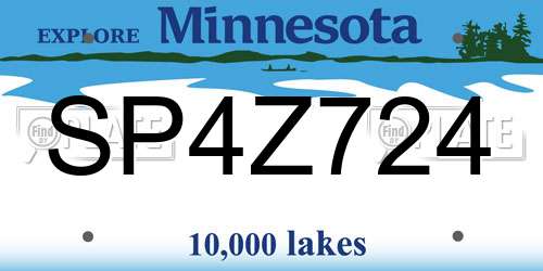 SP4Z724 Minnesota License Plate