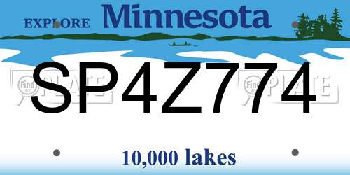 SP4Z774 Minnesota License Plate