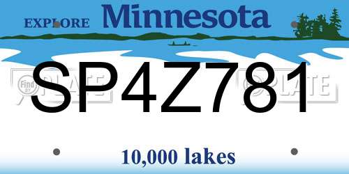 SP4Z781 Minnesota License Plate