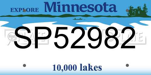 SP52982 Minnesota License Plate