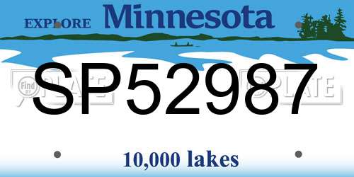 SP52987 Minnesota License Plate