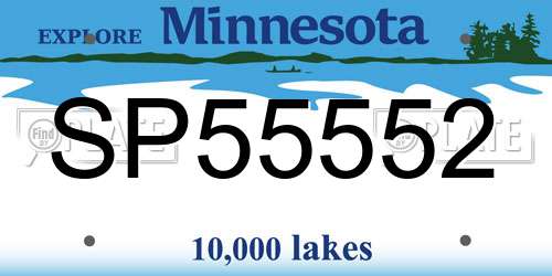 SP55552 Minnesota License Plate