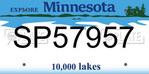 SP57957 Minnesota License Plate