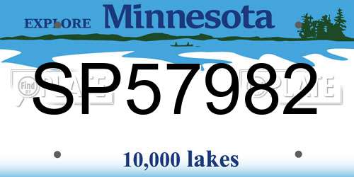 SP57982 Minnesota License Plate