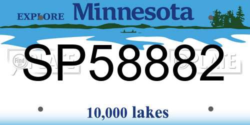 SP58882 Minnesota License Plate