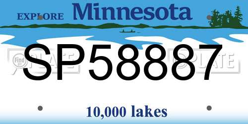 SP58887 Minnesota License Plate