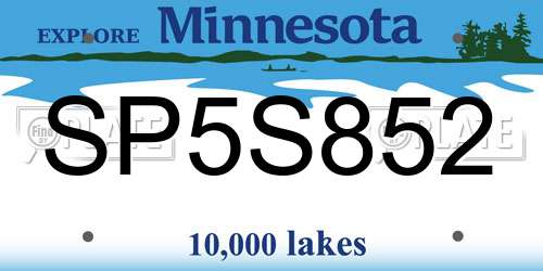 SP5S852 Minnesota License Plate